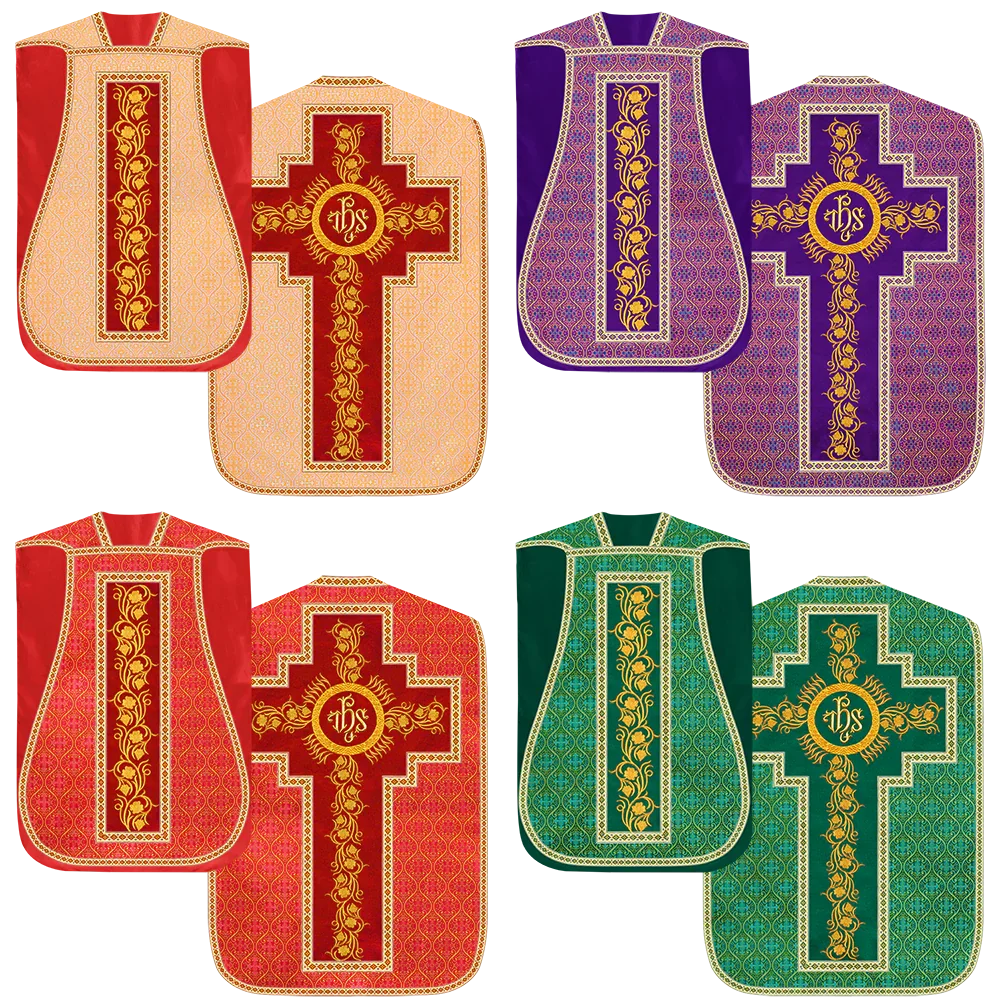 Set of Four Grapes Embroidery Roman Chasuble Vestments – PSG VESTMENTS