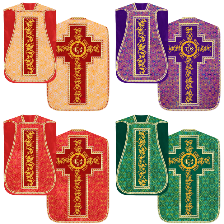 Set of Four Grapes Embroidery Roman Chasuble Vestments