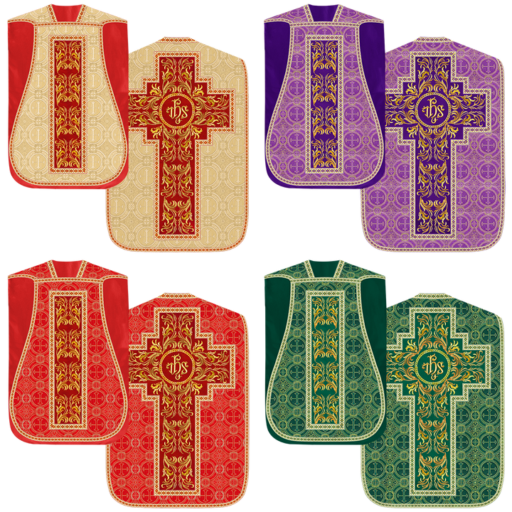 Set of Four Liturgical Embroidery Roman Chasubles