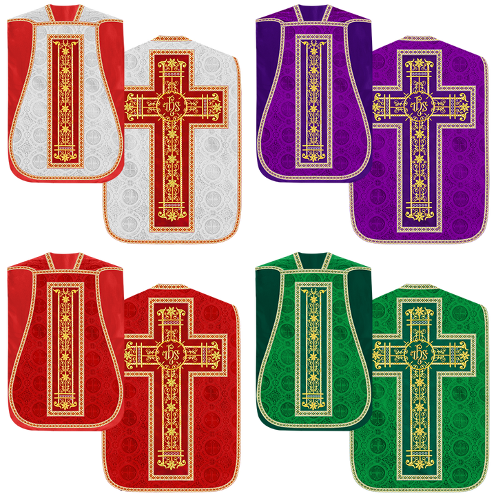 Set of Four Catholic Roman Chasuble with Spiritual Motif