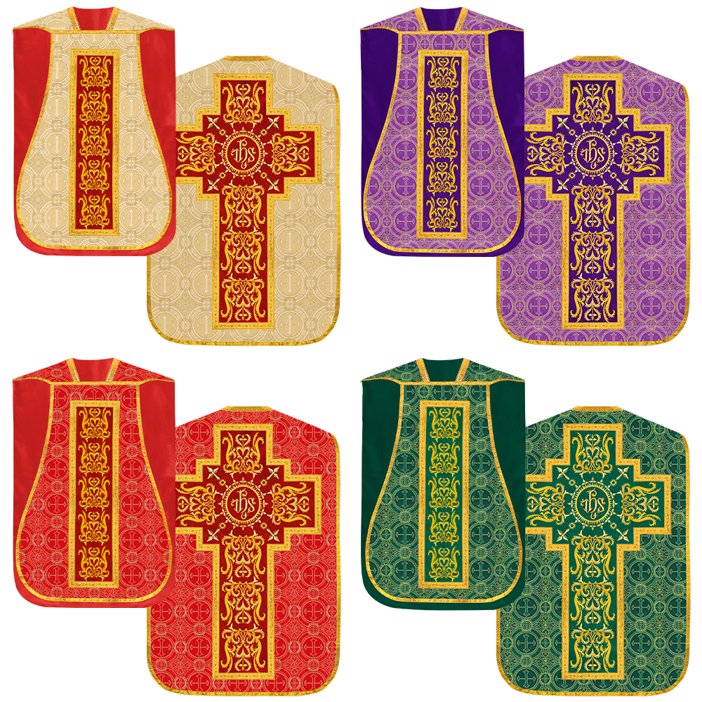 Set of Four Roman Chasuble with matching stole