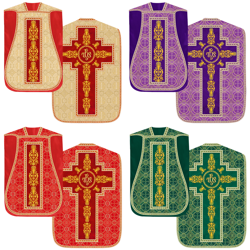 Set of Four Traditional Roman chasuble Vestments