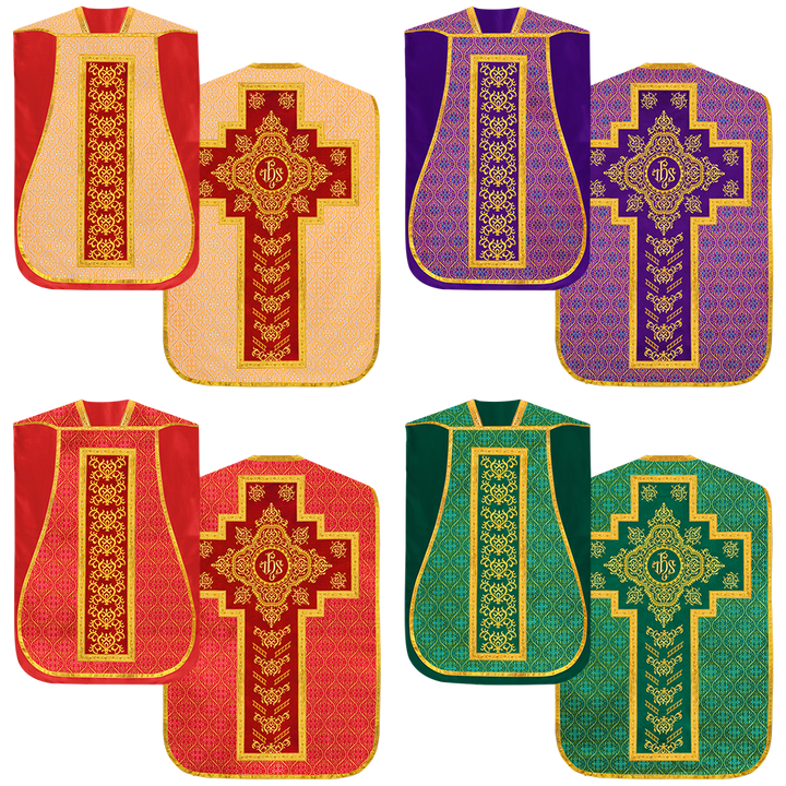 Set of four Roman Chasuble with stole