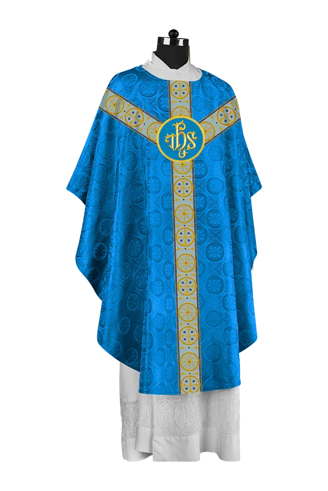 Gothic-Style Chasuble in Premium Fabric with Spiritual Motif