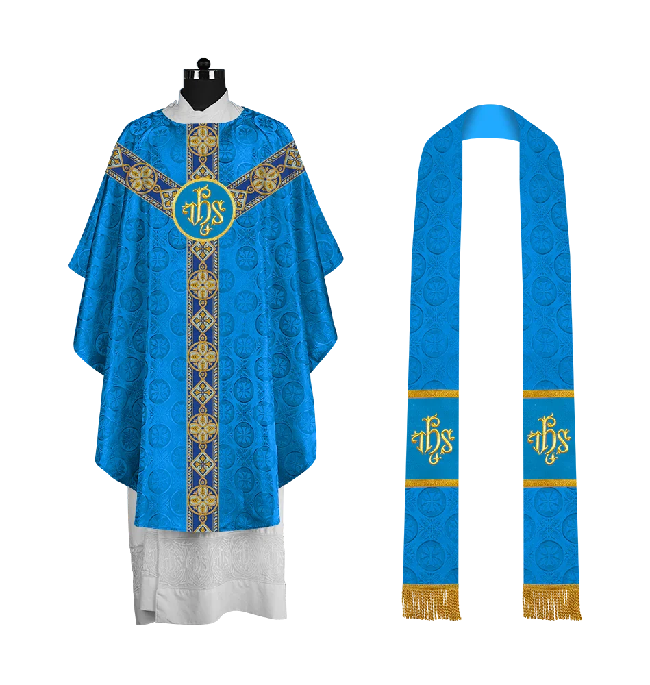 Elegant Gothic Chasuble with Ornate Braided Orphrey