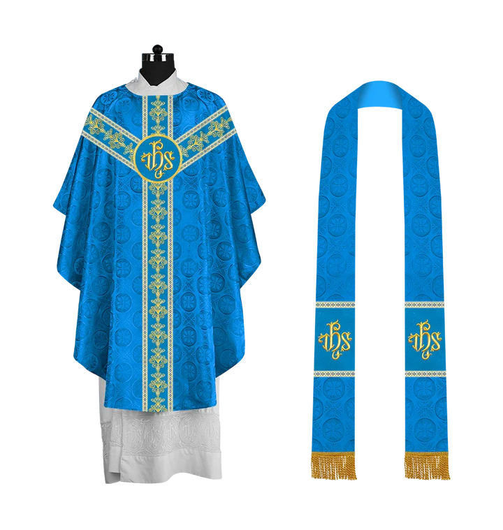 Ornate Gothic Chasuble with Y-type Embroidered Orphrey