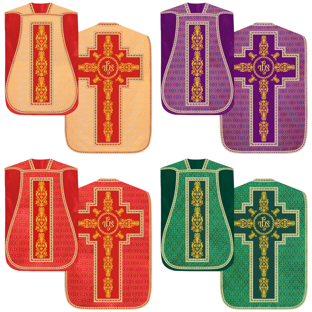Set of Four Traditional Roman chasuble Vestments