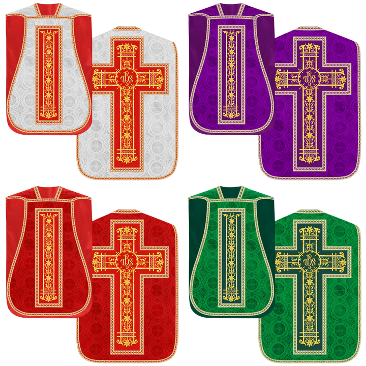 Set of Four Catholic Roman Chasuble with Spiritual Motif