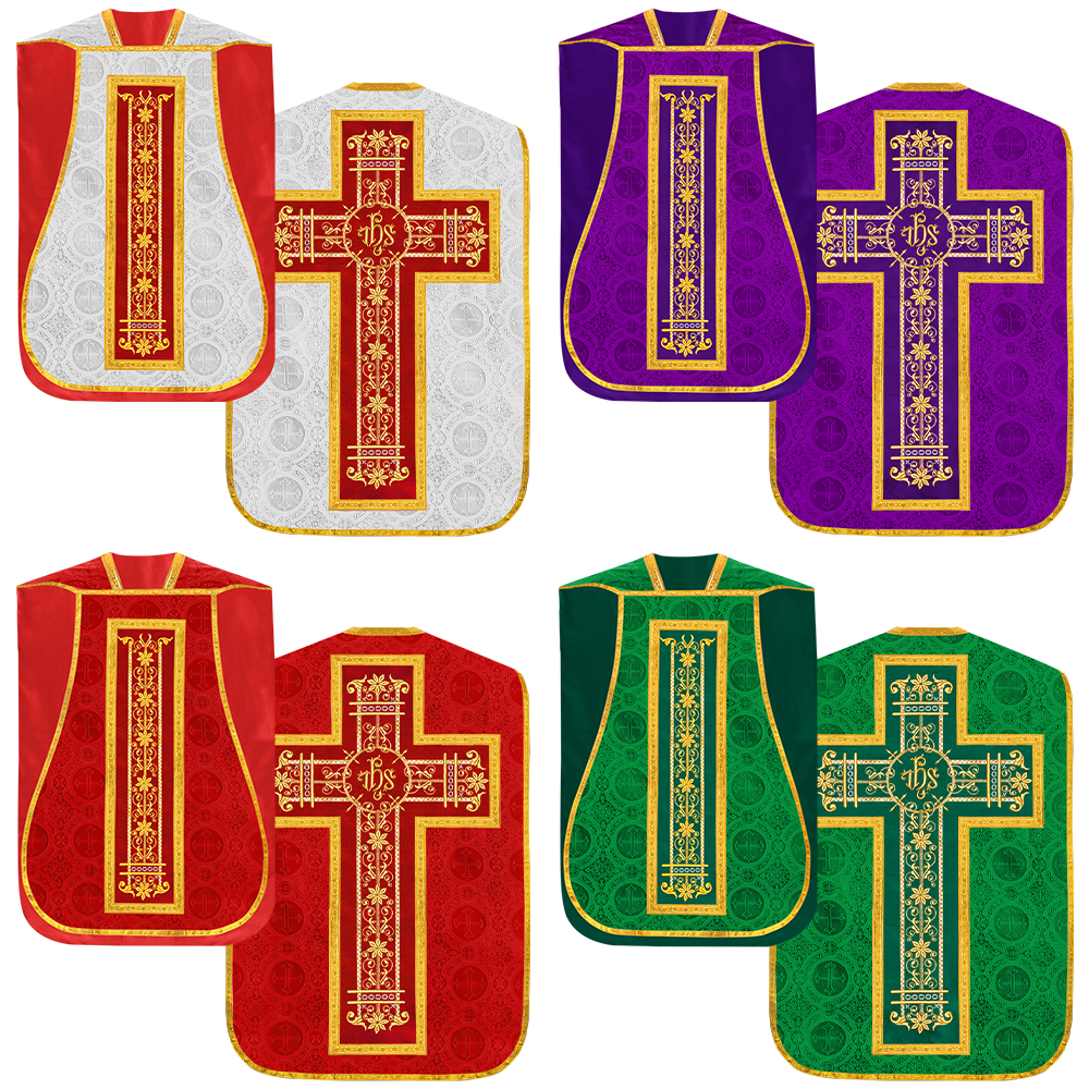 Set of Four Catholic Fiddleback Vestments