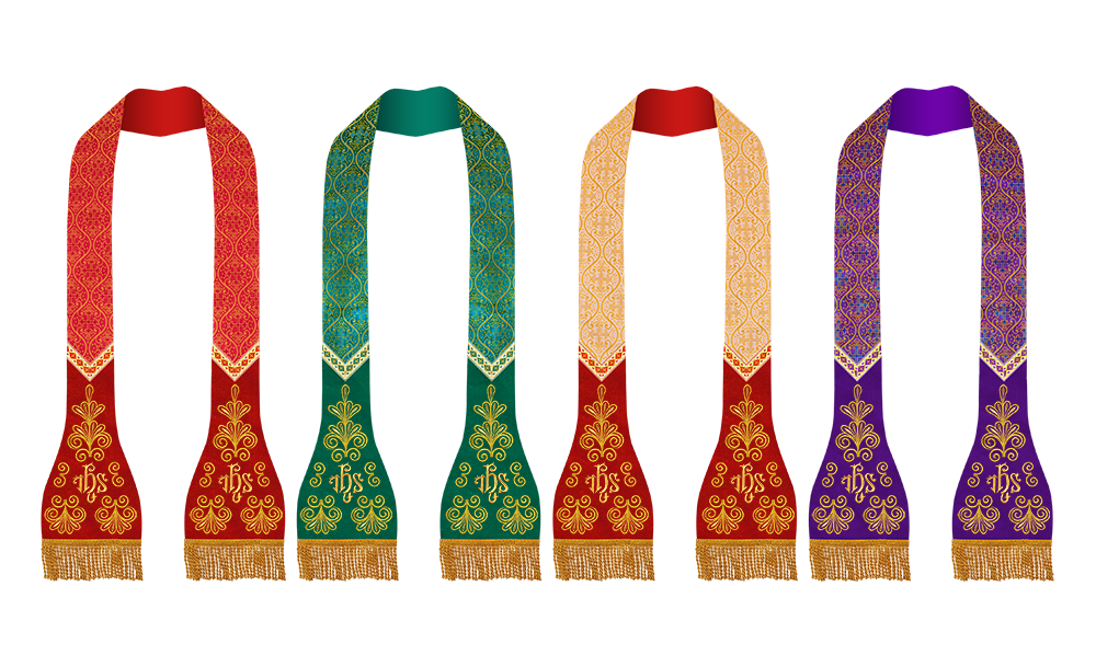 Set of Four Spiritual Embroidered Roman Stole