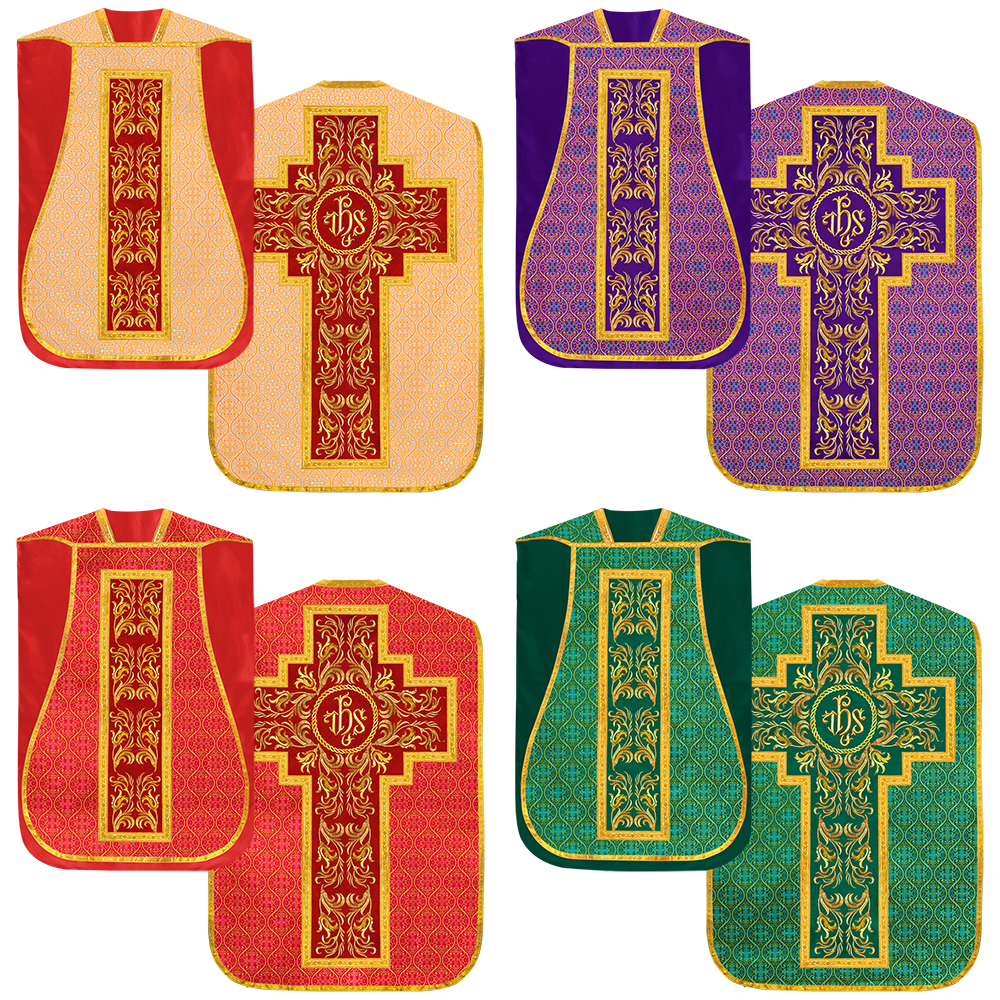 Set of Four Liturgical Roman Chasuble Vestment