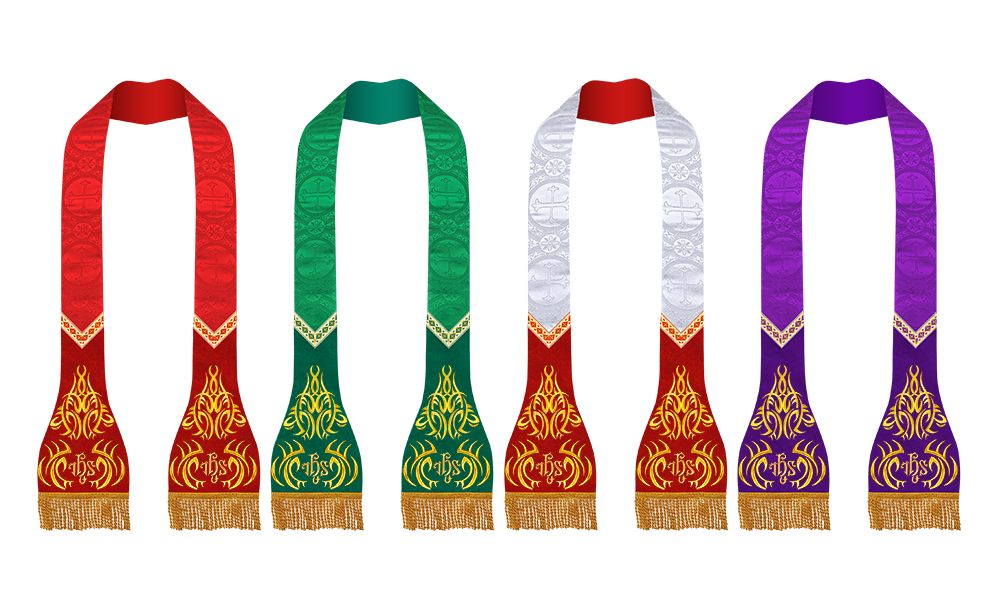 Set of Four Liturgical Roman Stole with Trims