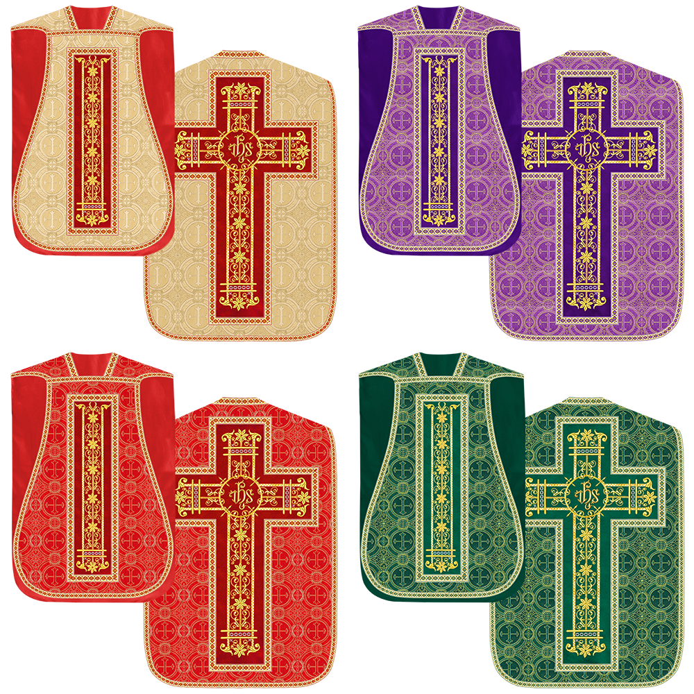 Set of Four Catholic Roman Chasuble with Spiritual Motif