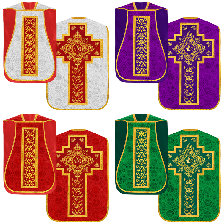 Set of four Roman Chasuble with stole