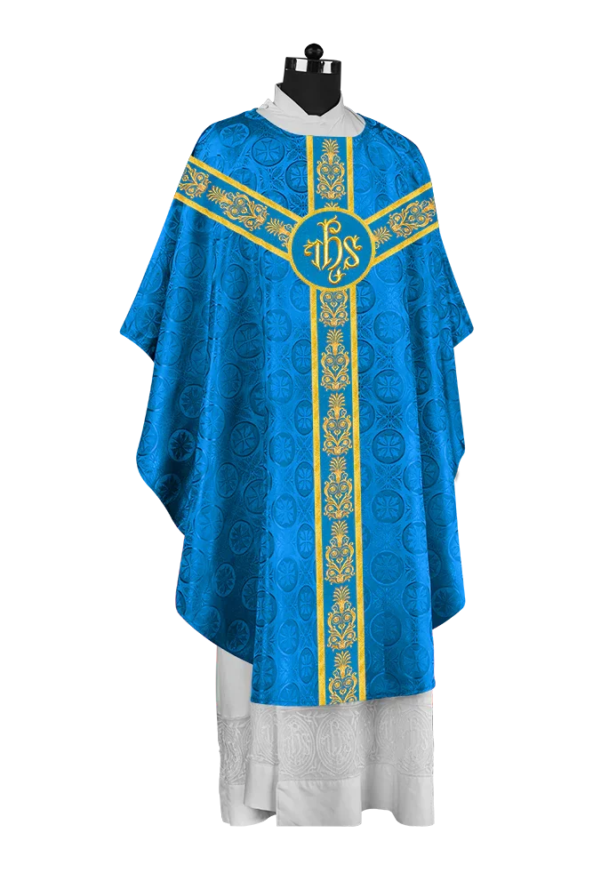 Handcrafted Gothic Chasuble with Traditional Embroidered Orphrey