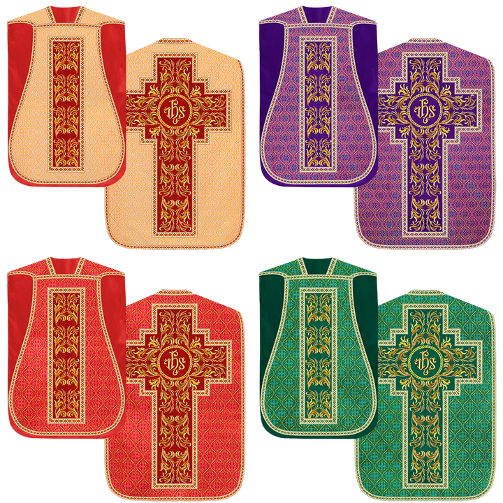 Set of Four Liturgical Embroidery Roman Chasubles