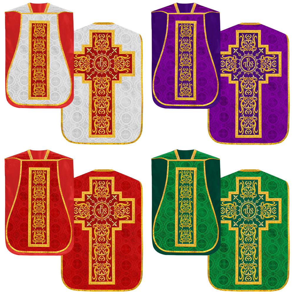 Set of Four Roman Chasuble with matching stole