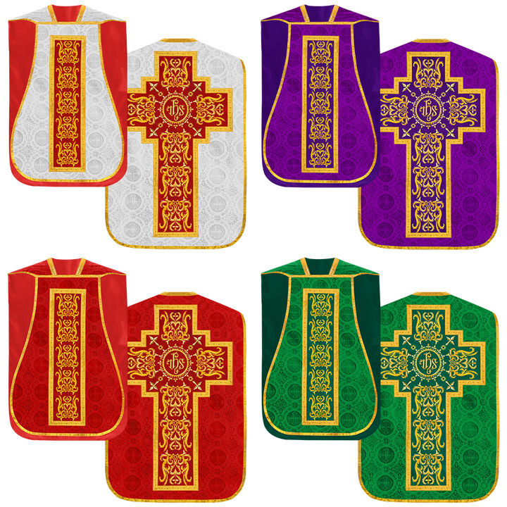 Set of Four Roman Chasuble with matching stole