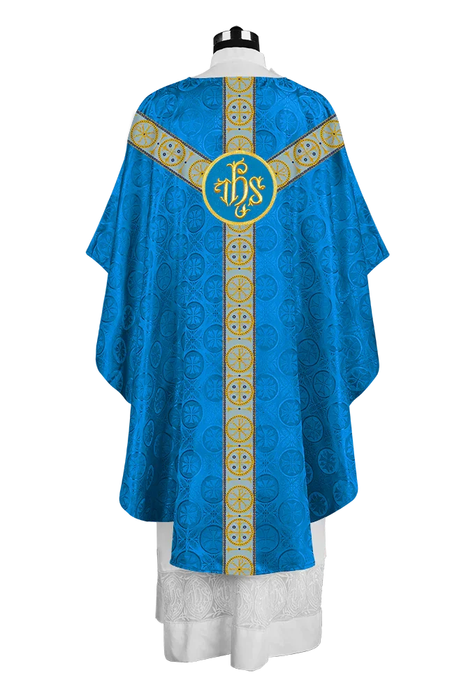Gothic-Style Chasuble in Premium Fabric with Spiritual Motif