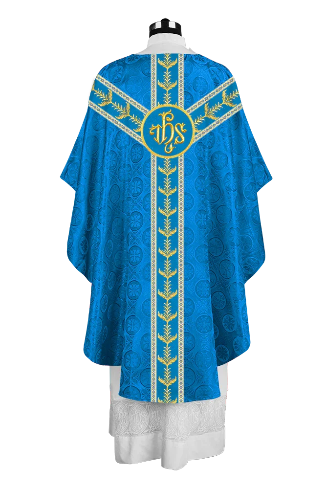 Embroidered Gothic Chasuble with Intricate Liturgical Detailing