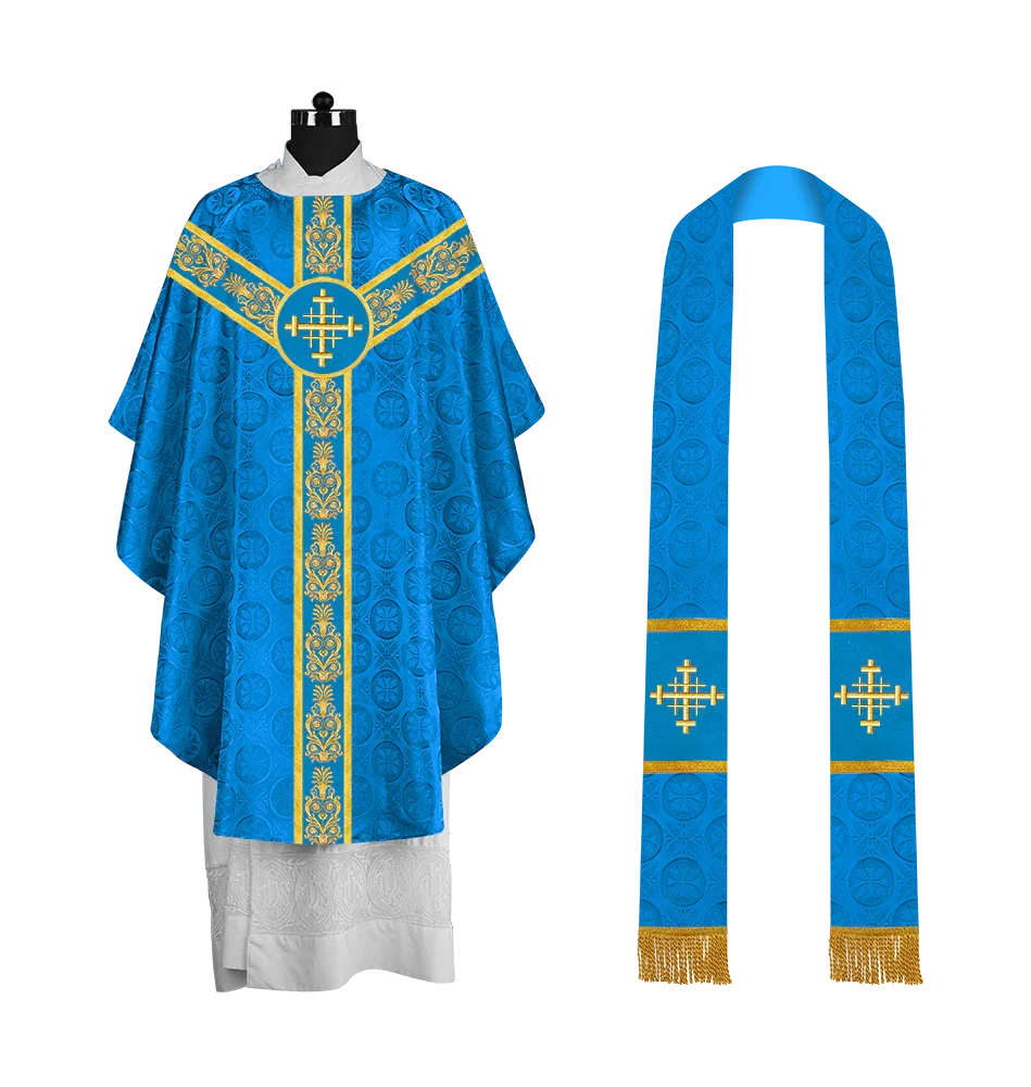 Handcrafted Gothic Chasuble with Traditional Embroidered Orphrey