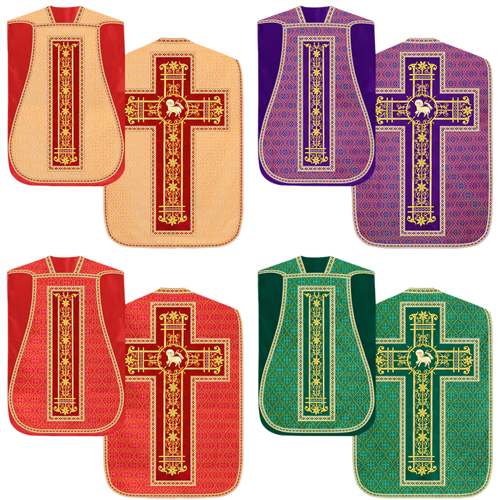 Set of Four Catholic Roman Chasuble with Spiritual Motif