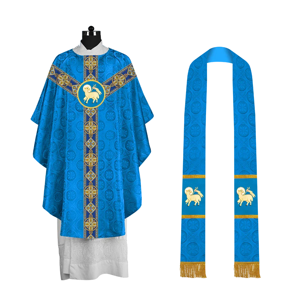 Elegant Gothic Chasuble with Ornate Braided Orphrey