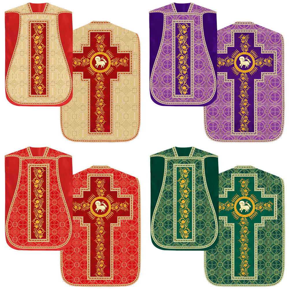 Set of Four Grapes Embroidery Roman Chasuble Vestments