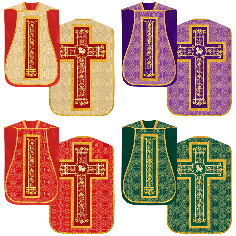 Set of Four Catholic Fiddleback Vestments