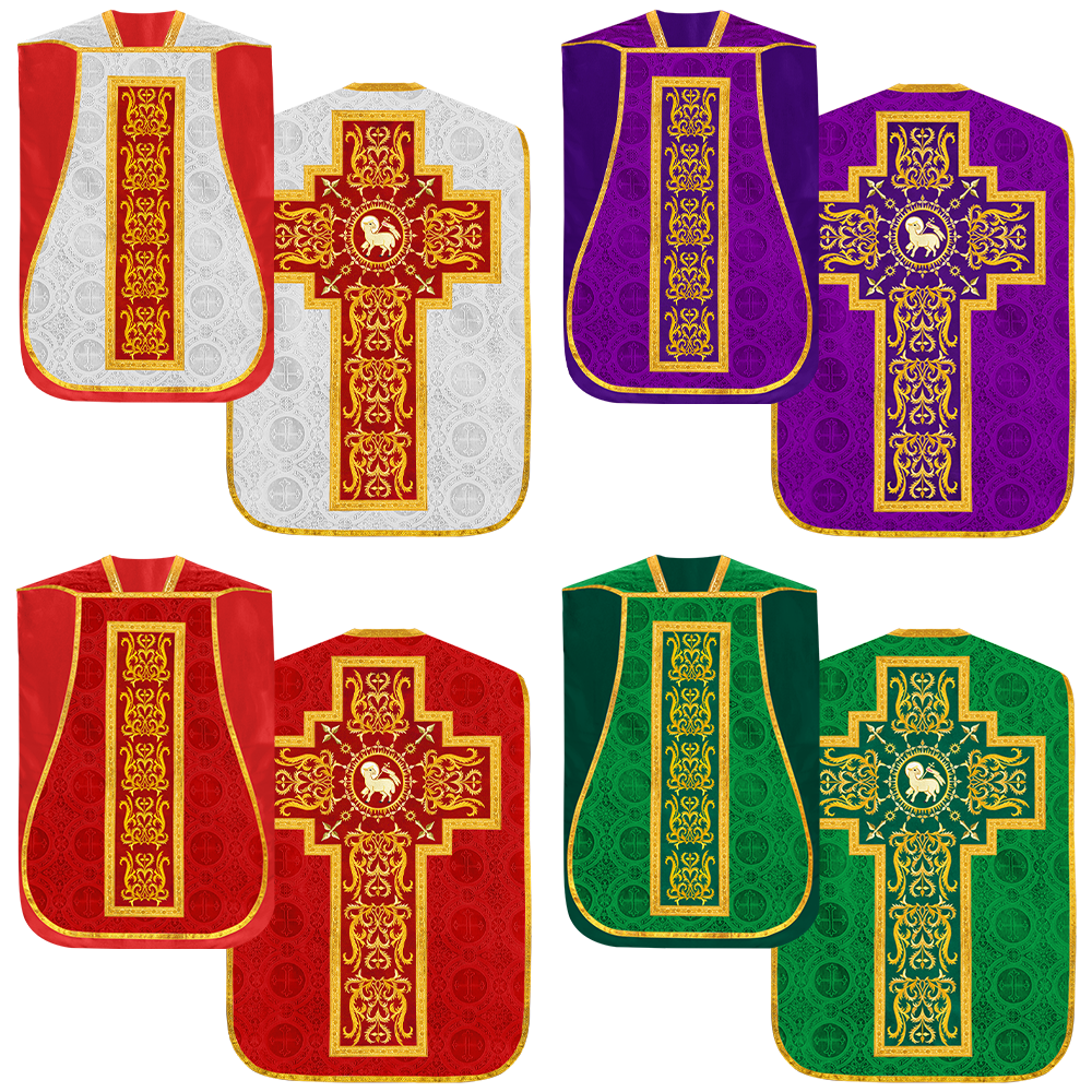 Set of Four Roman Chasuble with matching stole