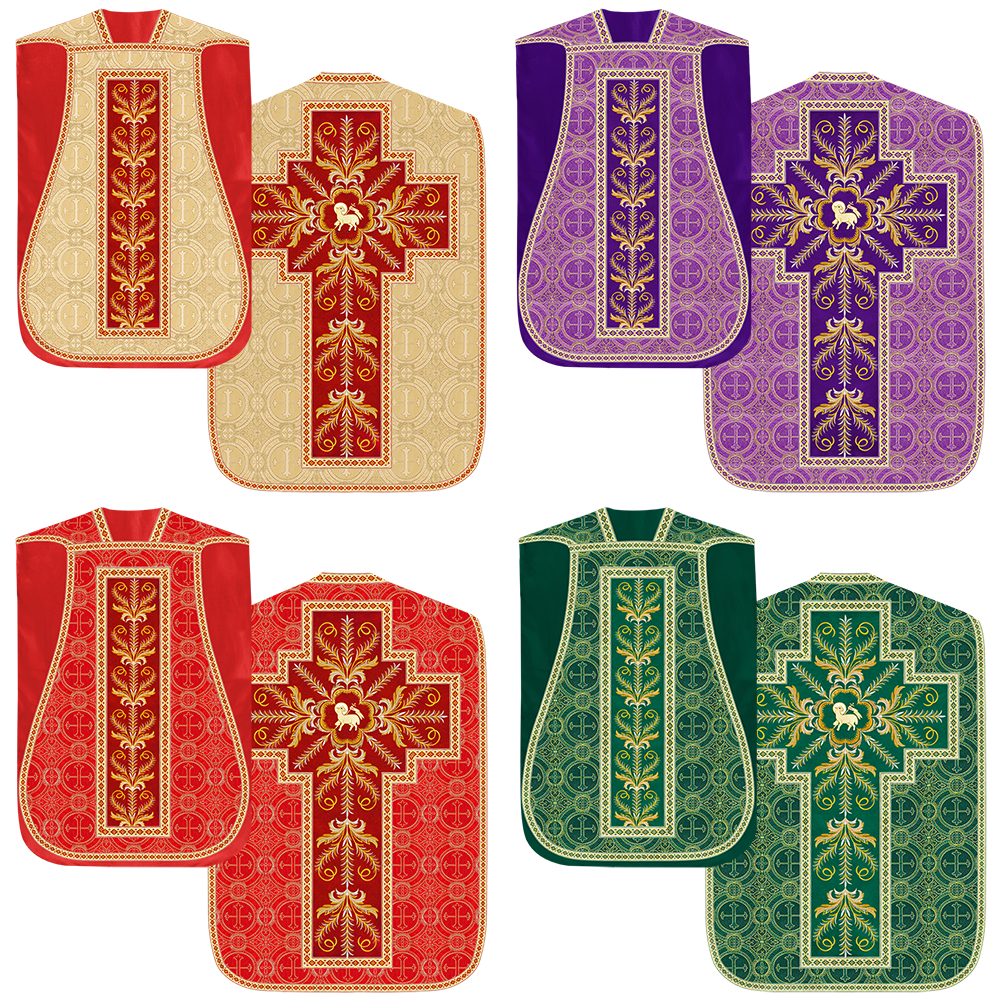 Set of Four Fiddleback with Embroidered Motif and trims