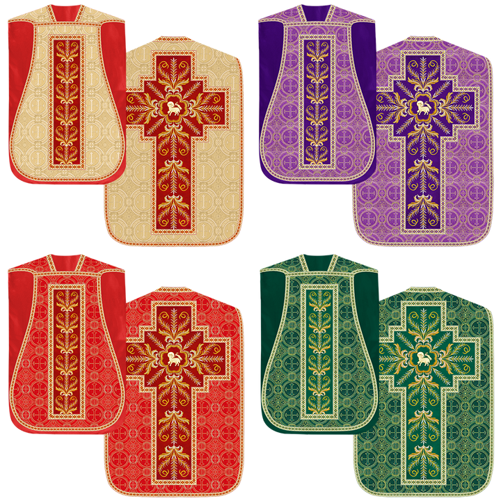 Set of Four Fiddleback with Embroidered Motif and trims