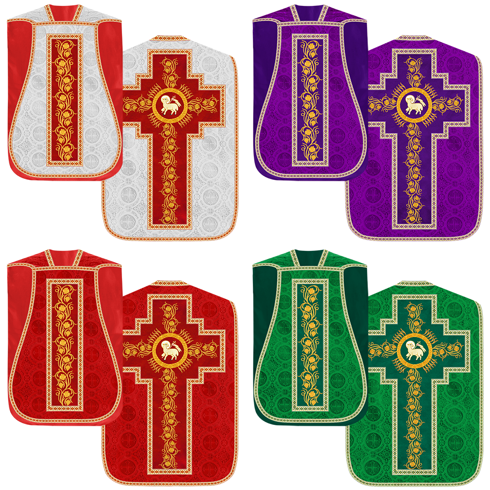 Set of Four Grapes Embroidery Roman Chasuble Vestments