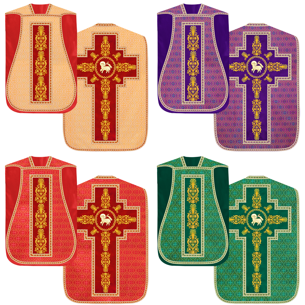 Set of Four Traditional Roman chasuble Vestments