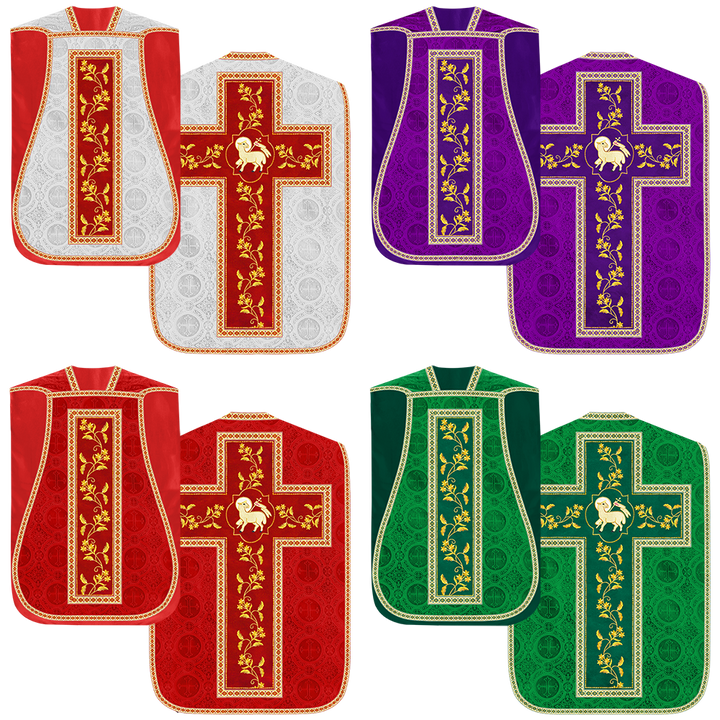 Set of Four Floral Embroidery Roman Chasuble