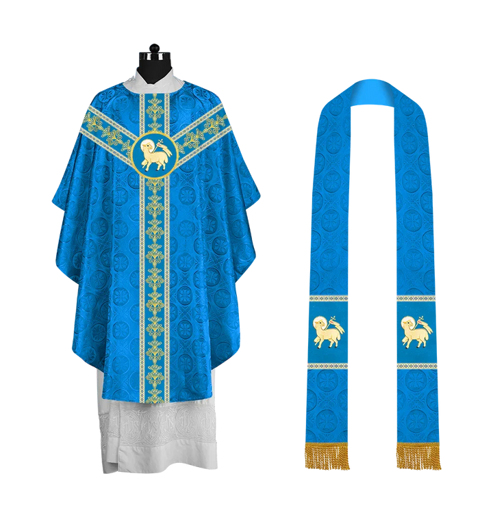 Ornate Gothic Chasuble with Y-type Embroidered Orphrey