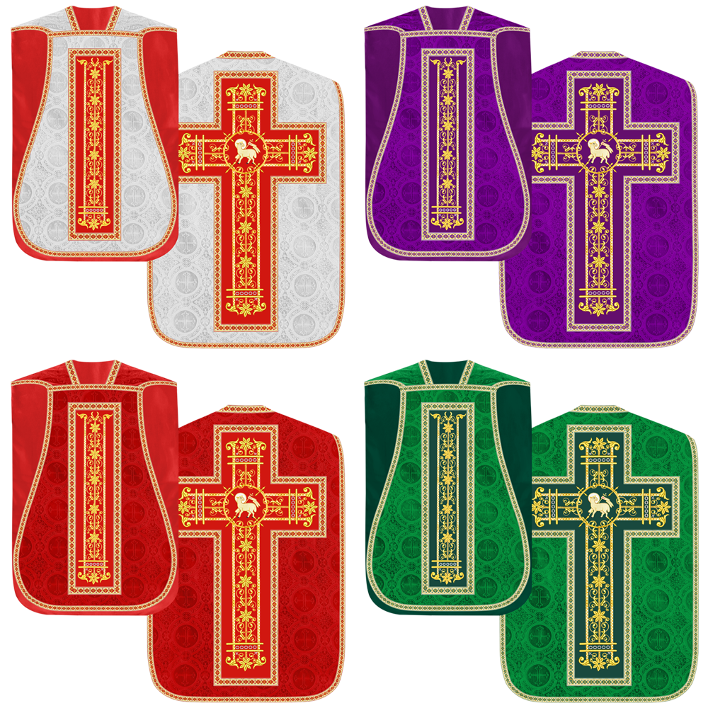 Set of Four Catholic Roman Chasuble with Spiritual Motif