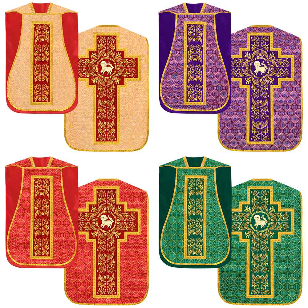 Set of Four Liturgical Roman Chasuble Vestment