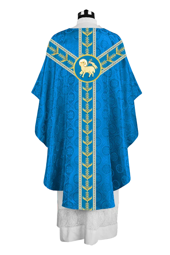 Embroidered Gothic Chasuble with Intricate Liturgical Detailing