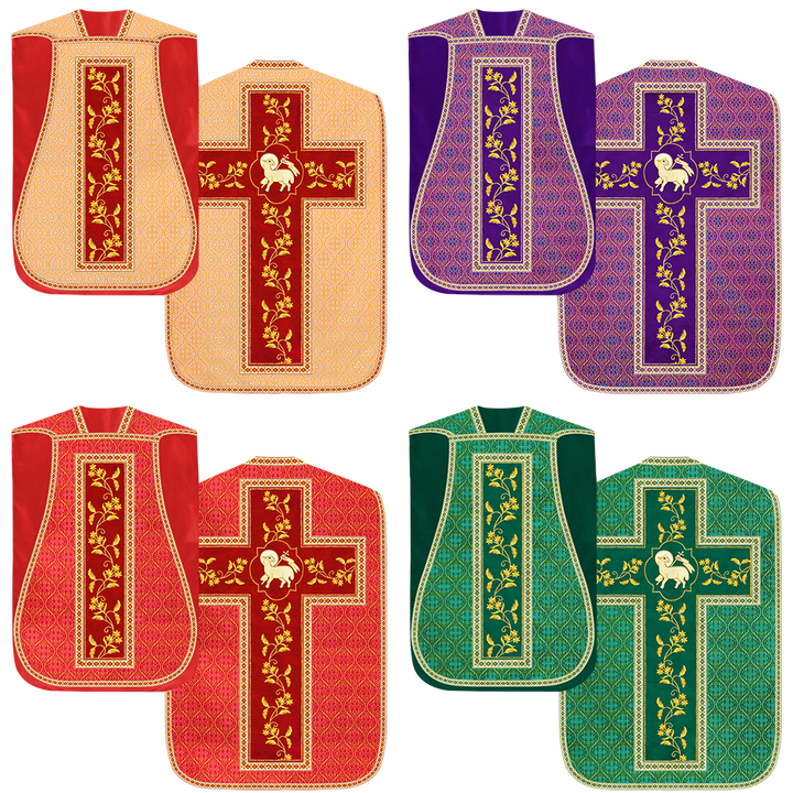 Set of Four Floral Embroidery Roman Chasuble