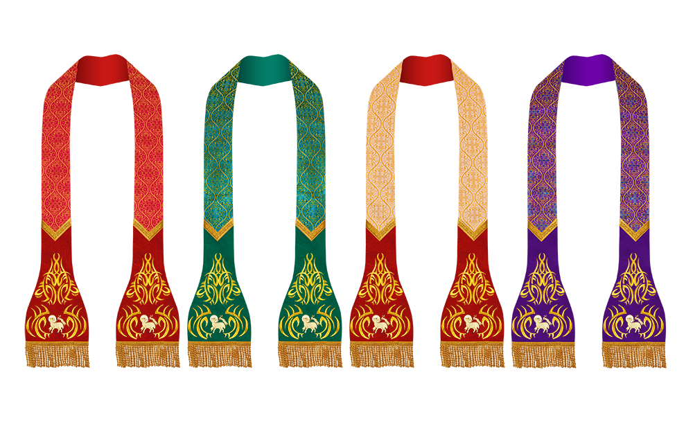 SET OF 4 ROMAN STOLE WITH SPIRITUAL MOTIF