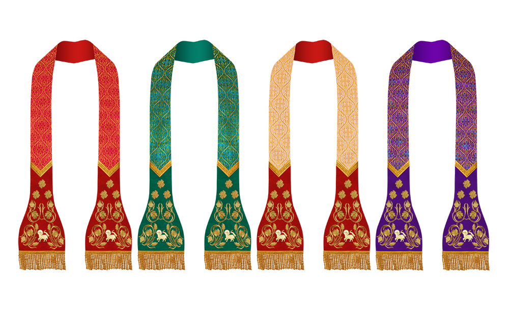 SET OF 4 ROMAN STOLE WITH GRAPES EMBROIDERY