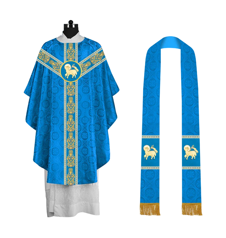 Gothic Priest Chasuble with Ornate Y-type Embroidered Orphrey