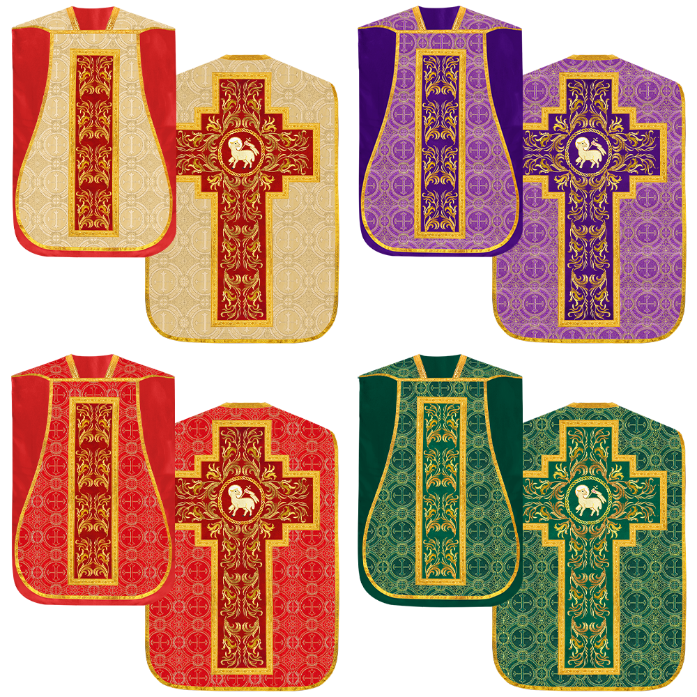 Set of Four Liturgical Roman Chasuble Vestment