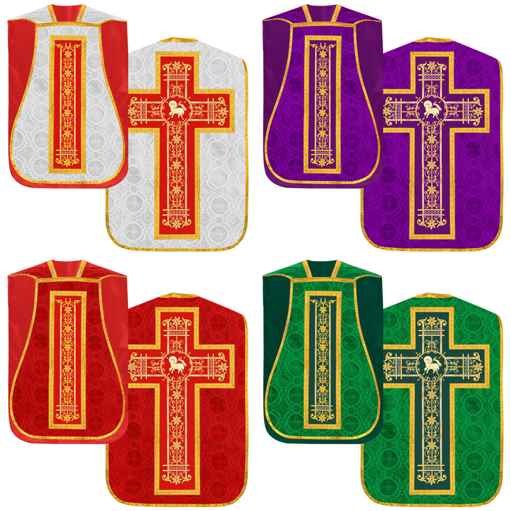 Set of Four Catholic Fiddleback Vestments