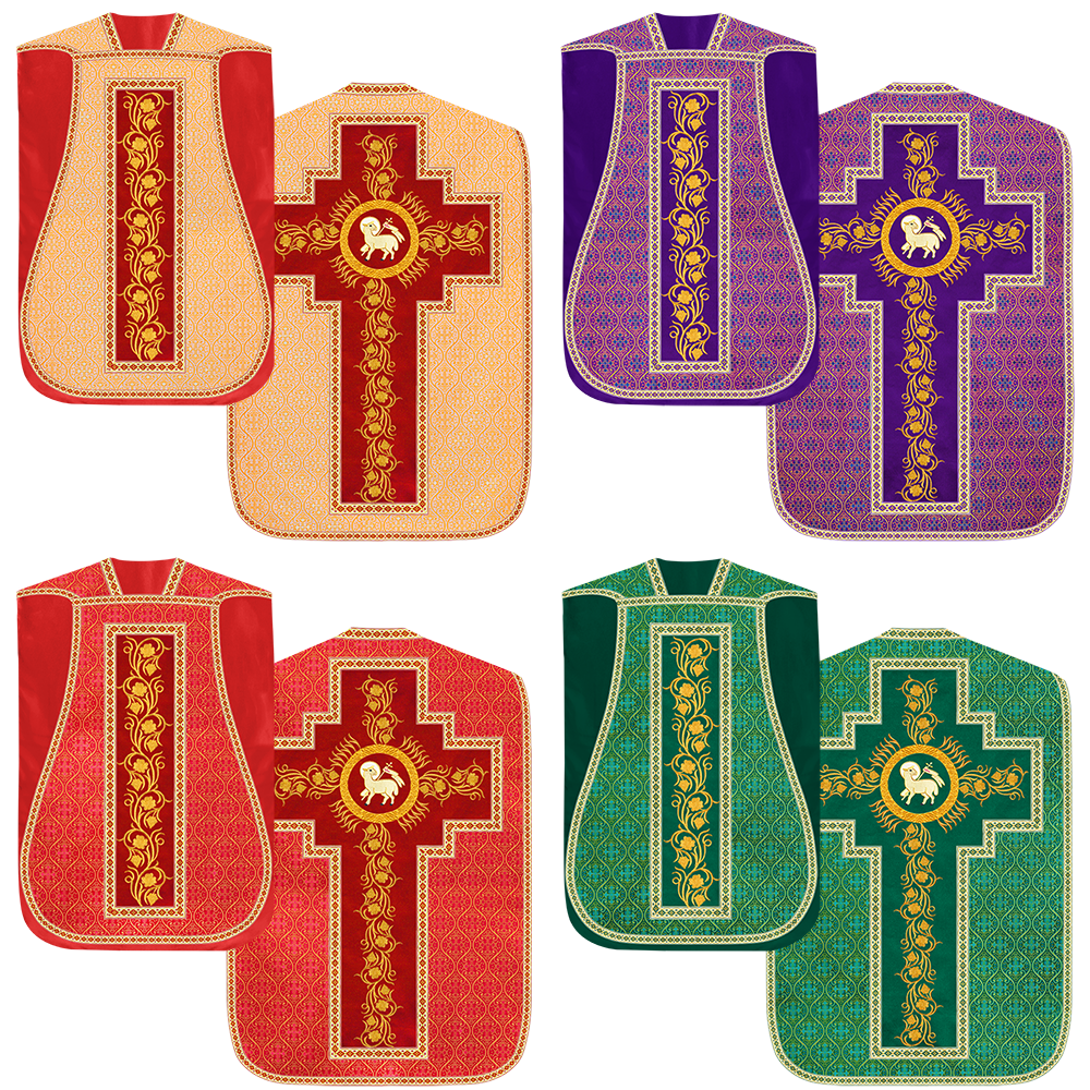 Set of Four Grapes Embroidery Roman Chasuble Vestments