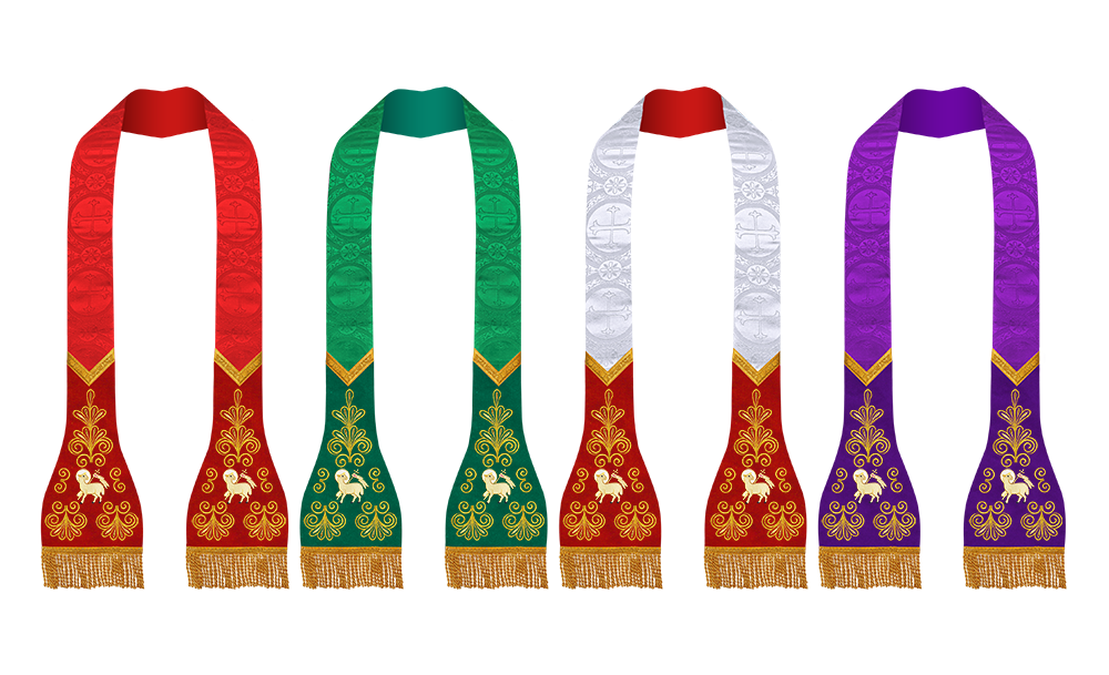 SET OF 4 ROMAN STOLE WITH LITURGICAL MOTIF