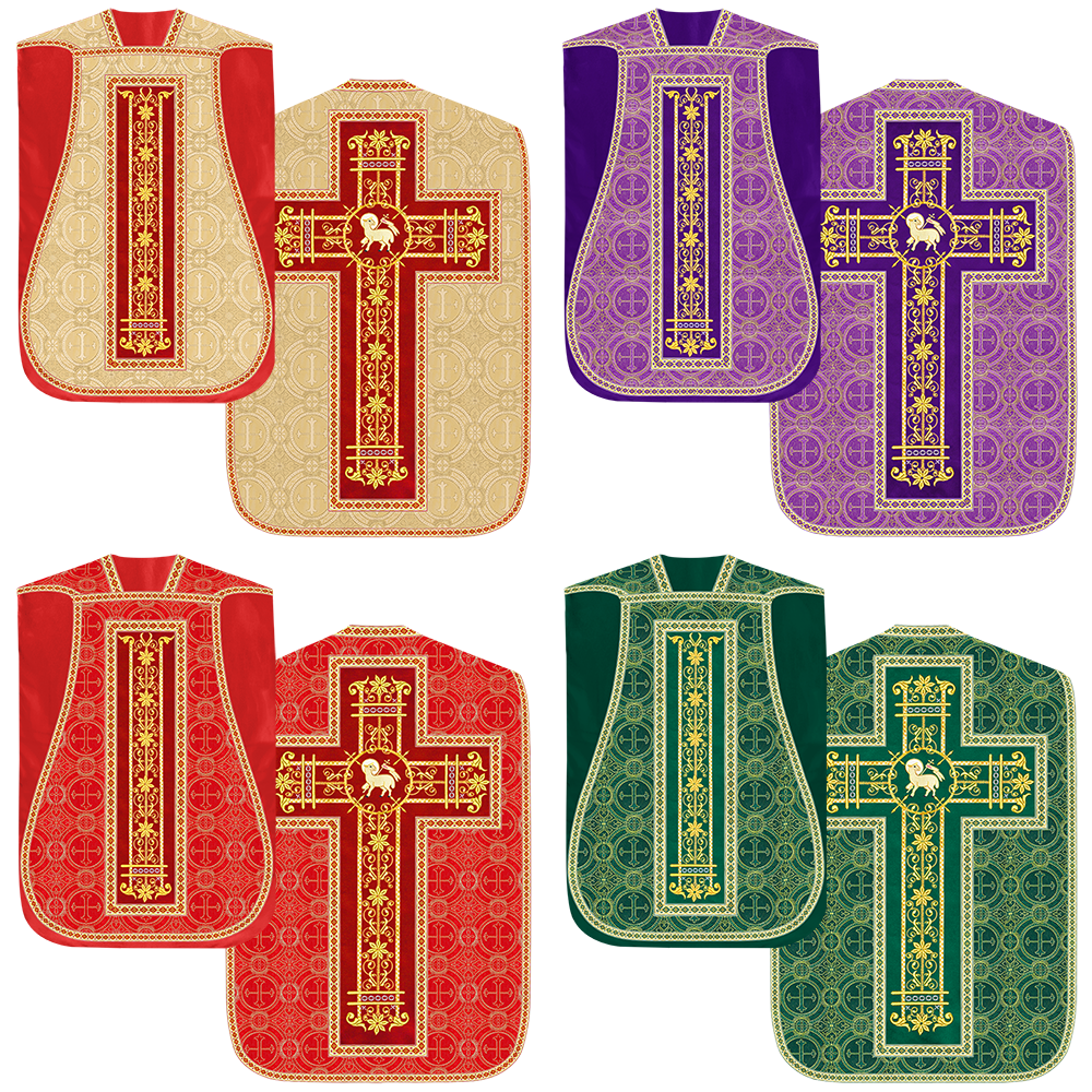 Set of Four Catholic Roman Chasuble with Spiritual Motif