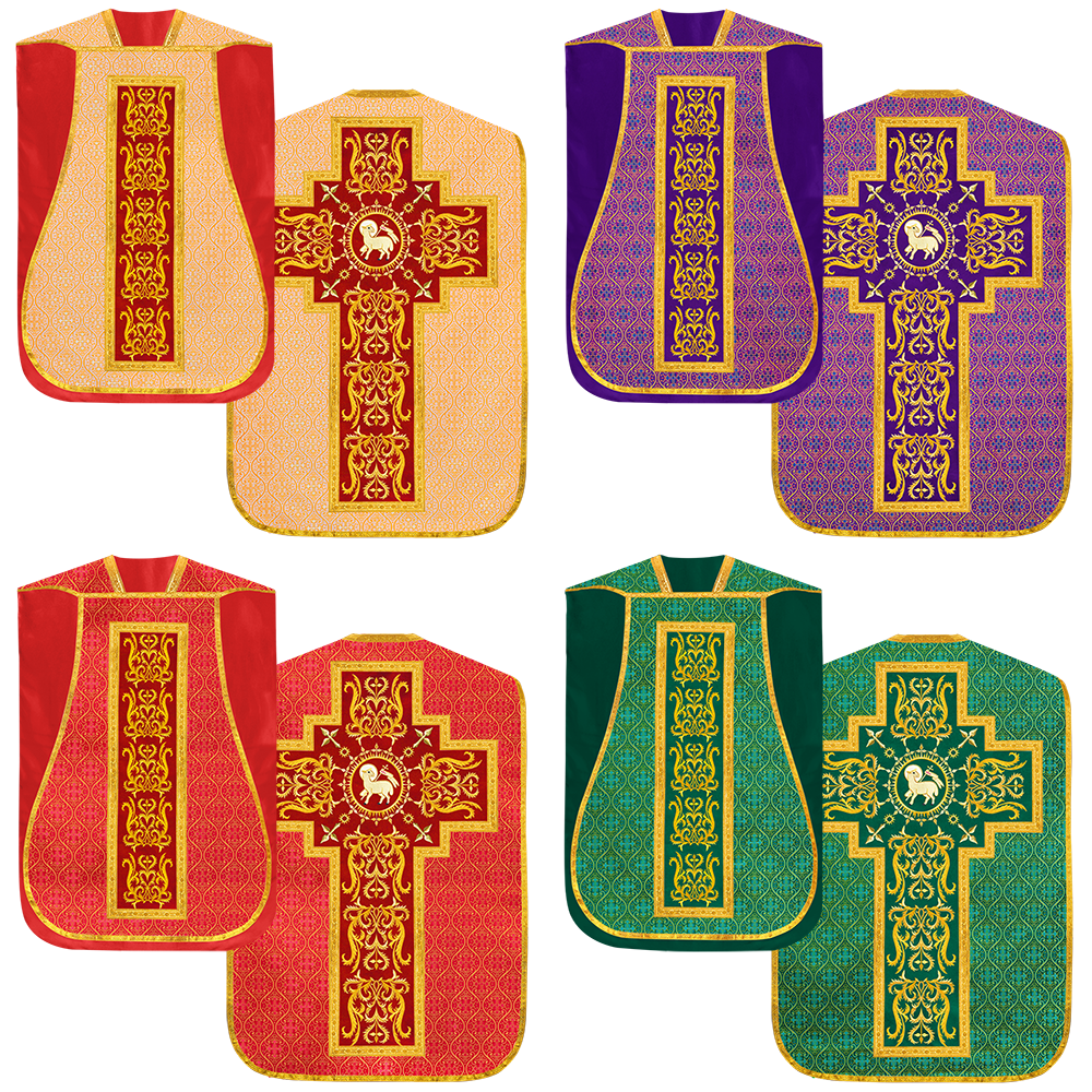 Set of Four Roman Chasuble with matching stole