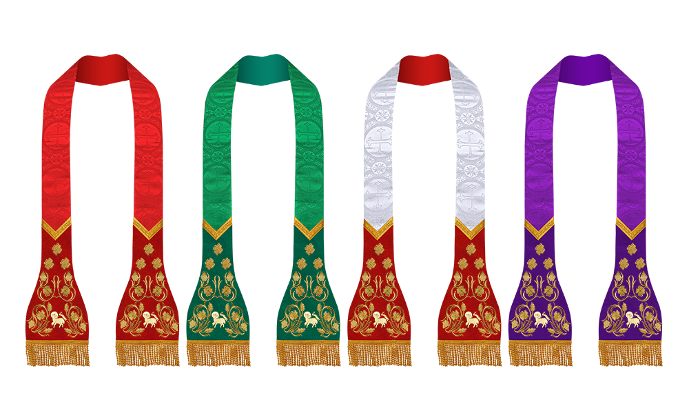 SET OF 4 ROMAN STOLE WITH GRAPES EMBROIDERY